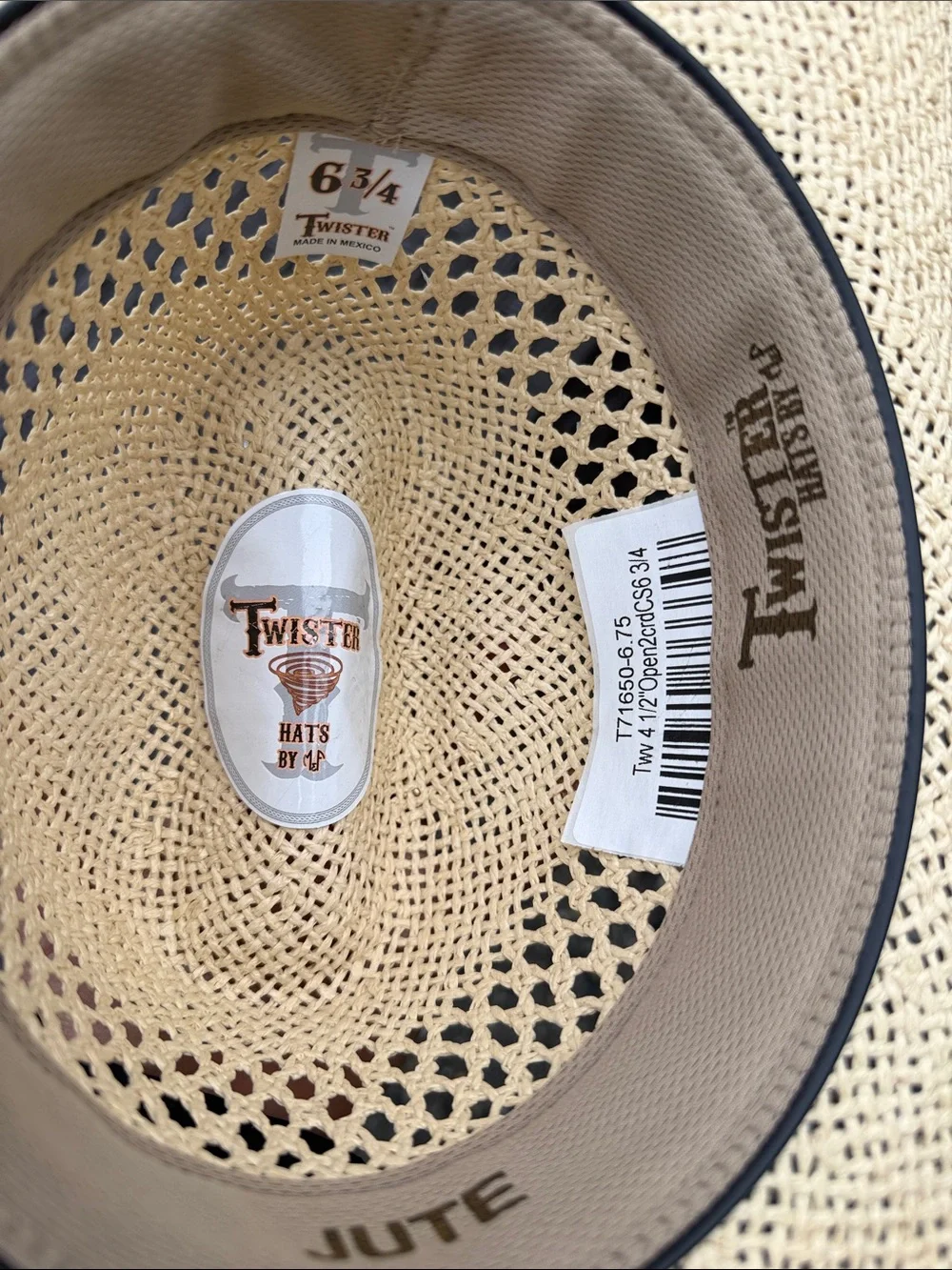 Natural Straw Cowboy Hat with Brown Band custom shape; too shallow for my daugh